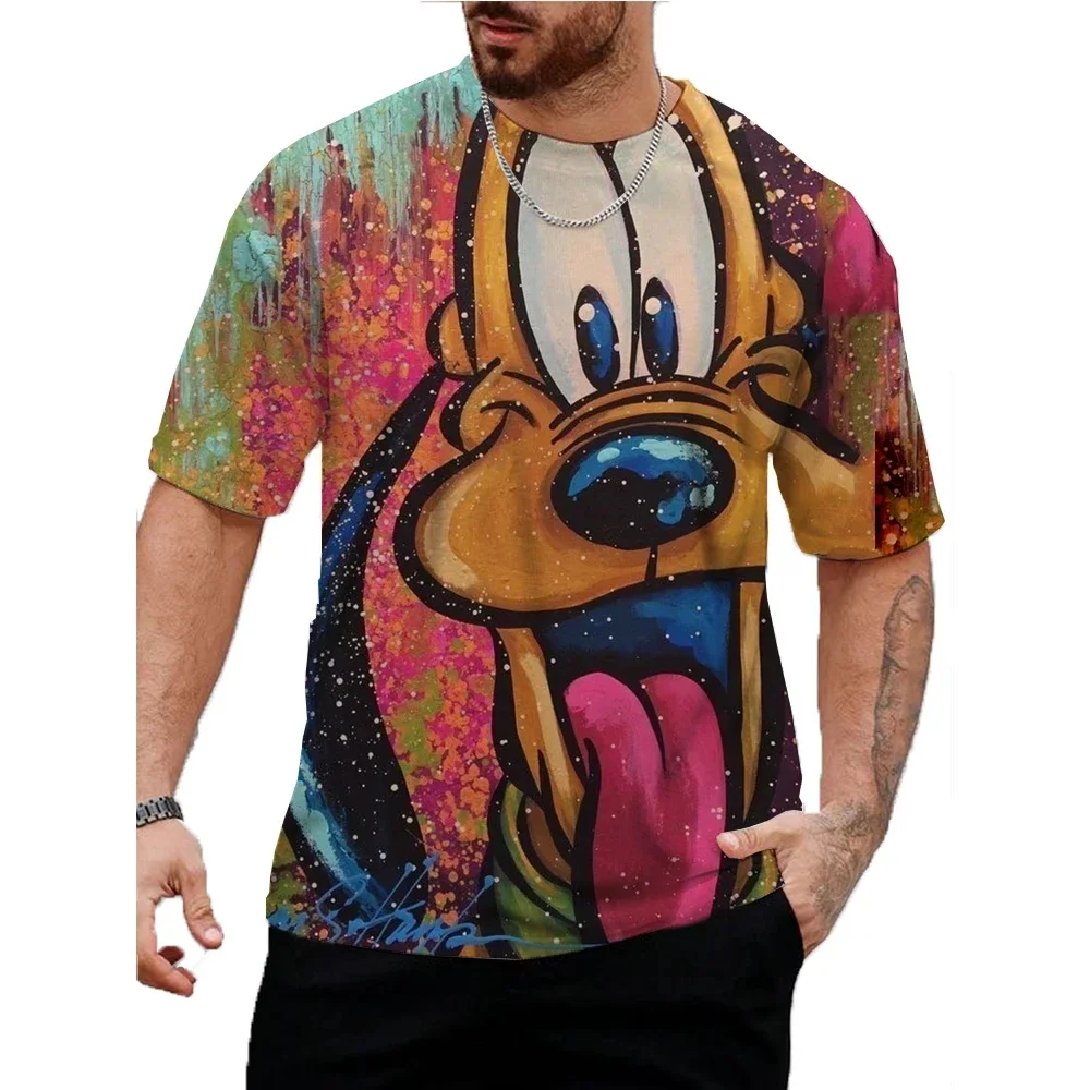 Disney Summer Men Women Fun Goofy T-shirt Cartoon 3D Printed Tops Tees Male Fashion Short Sleeve Clothing Casual Streetwear