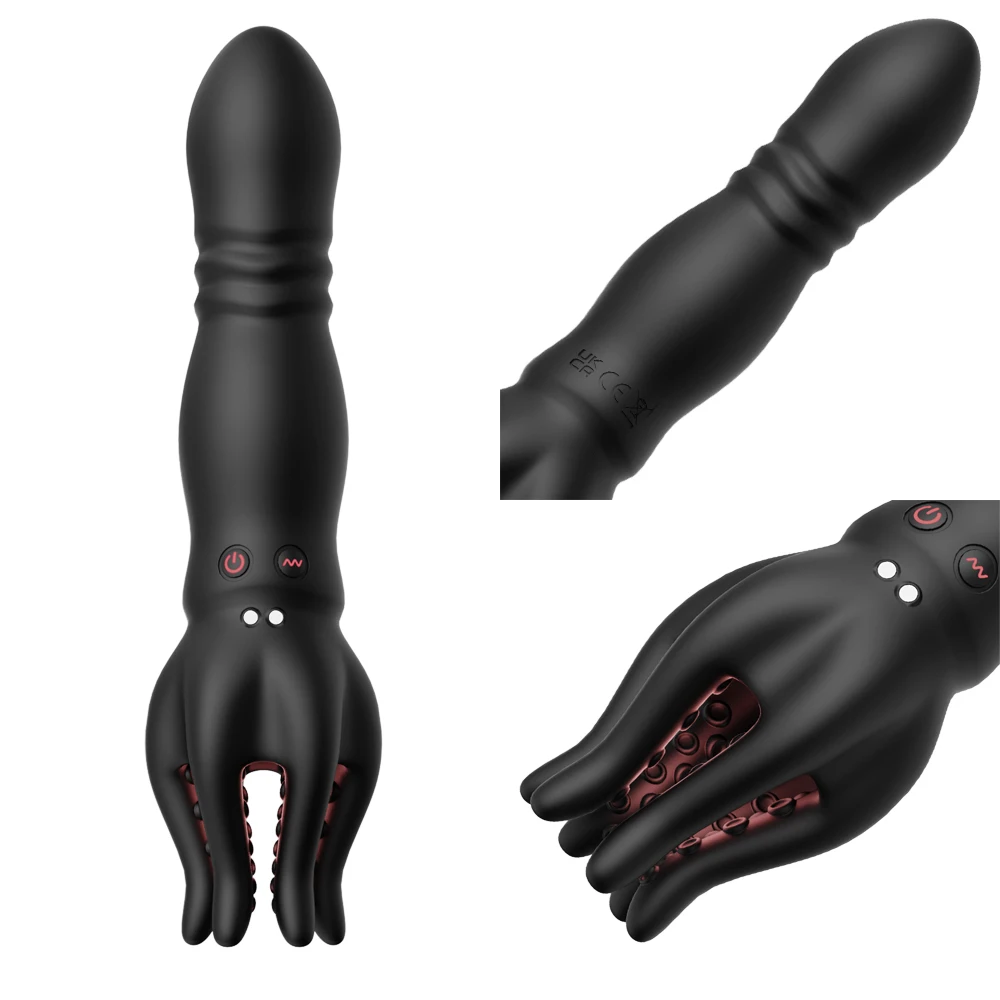 2-in-1 Vibrating Dildo Vagina Anal Butt Plug Vibrator Glans Stimulator Massager Sex Toys G-Spot Sex Toy For Women Men and Couple