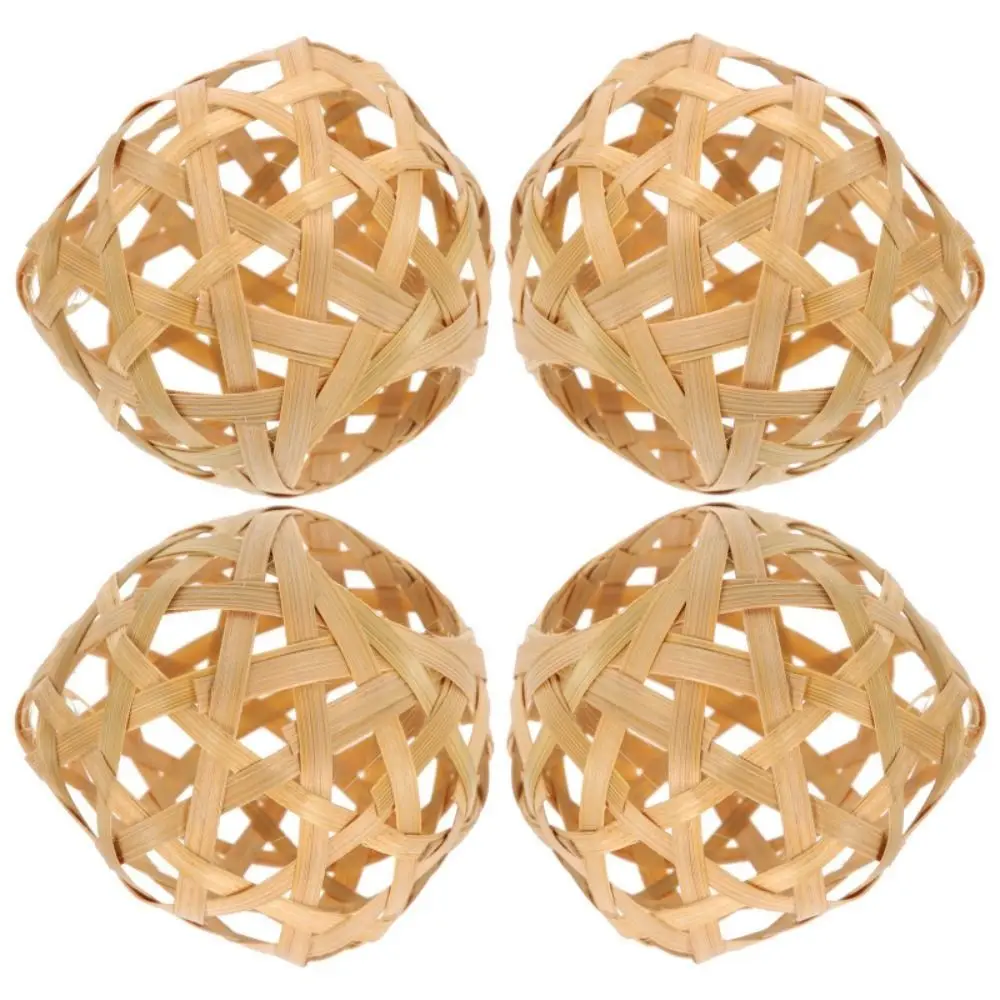 Bamboo Cage Woven Bamboo Lamp Shade Small Globe Bulb Lampshades Removable Hexagonal Eyes Chandelier Cover Pendant Light