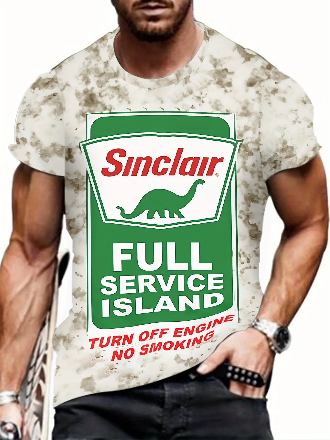 

2024 New Men's Army white Pattern T-shirt