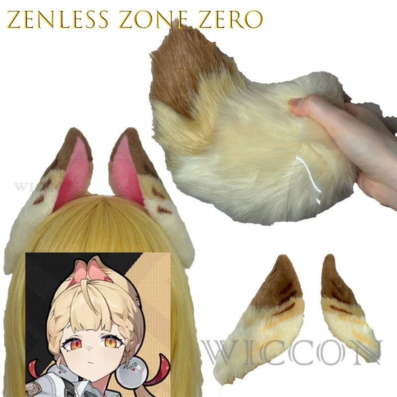 

BZenless Zone Zero Alice Fluffy Animal Ears Tail Set Adjustable Headband Hair Clip Cosplay Costume Anime Game Halloween Party