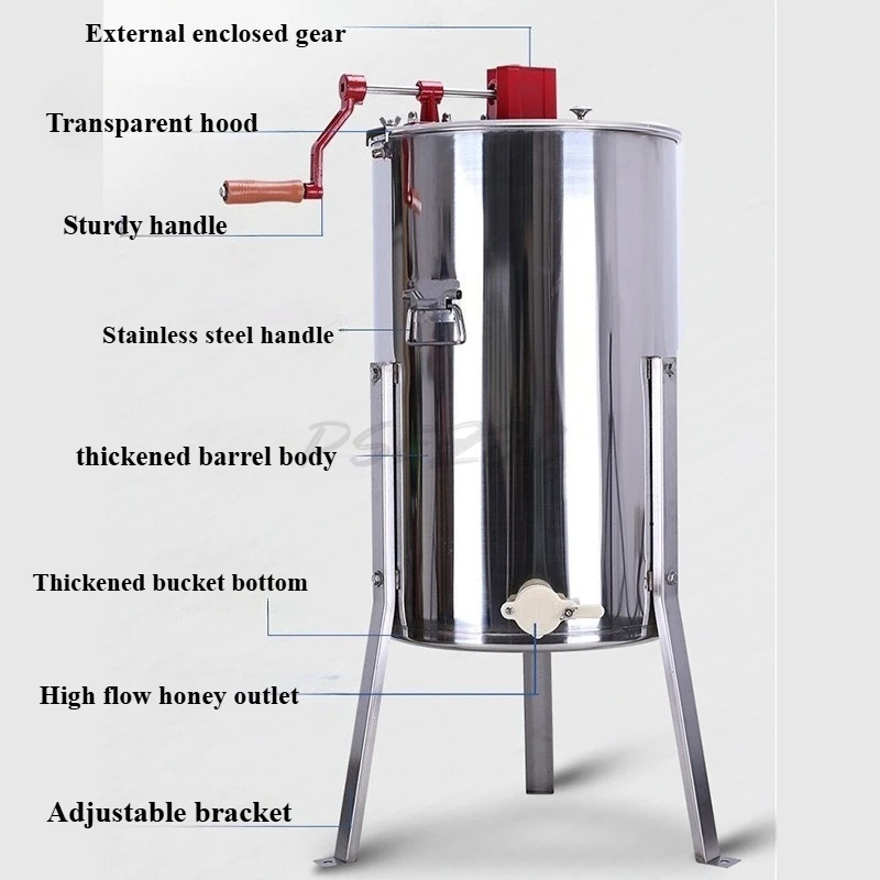 Honey Extractor Manual 2-frame Stainless Steel Shaker Honey Flow Port 2-frame Honey Separator