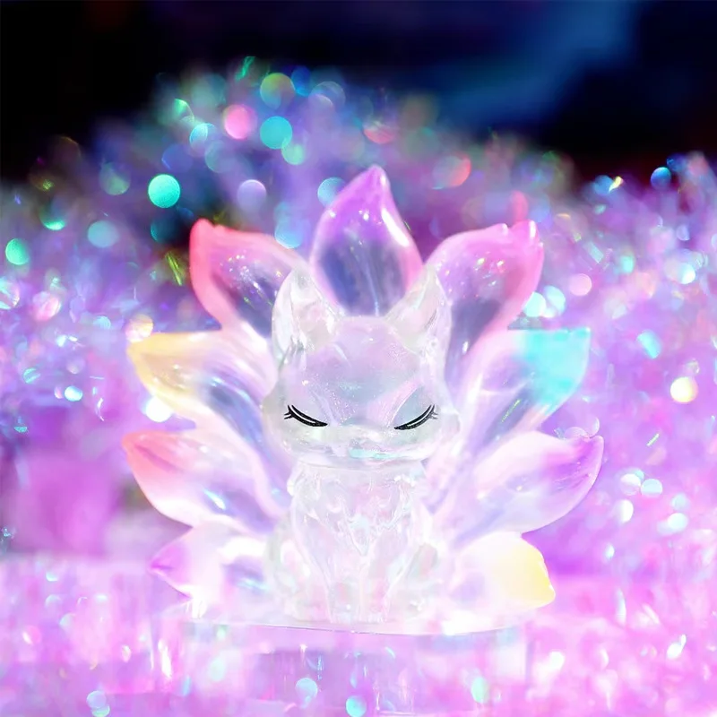 

Kunlun Nine-Tailed Fox Blind Box Ancient Nine-Fox Electroplating Transparent Colorful Hidden Style Cute Model Girl Birthday Gift