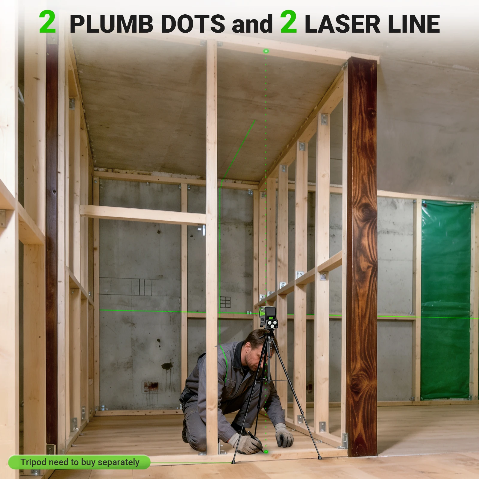 Laser Spirit Level, ≤ 36V, 2 X AAA Alkaline Batteries, Multi-purpose Mounting, Construction Work, Mini, Time Over 9 Hours
