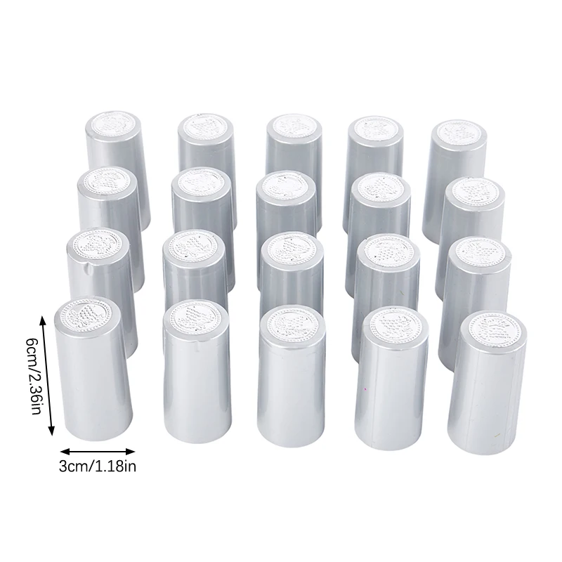 100PCS Heat Shrink Capsules Plastic Caps Films Sealing Cap Wine Bottle Film Wine Heat Shrinkable Cap 30*60mm