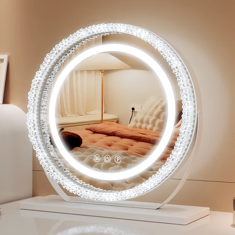 Makeup mirror with lamp dressing table led lamp desktop makeup dressing mirror light luxury smart touch fill light mirror