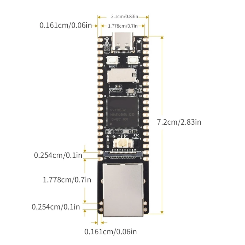 لوحة RV1106 Linux تدمج تطوير الذاكرة الصغيرة ARM 128/256 ميجابايت