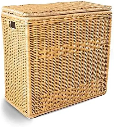 3-Compartment Wicker Laundry Sorter Hamper, 30 in L x 15 in W x 28 in H, Sandstone