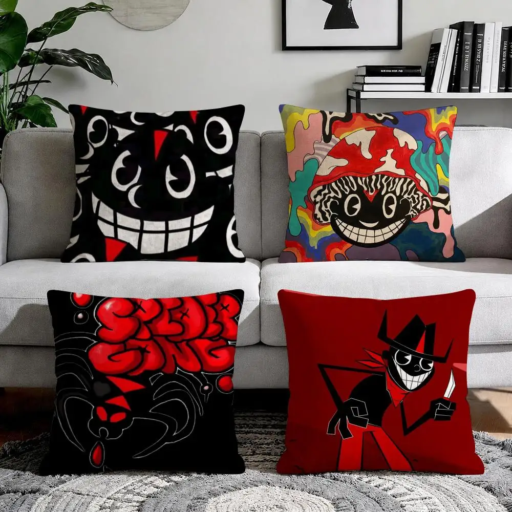 Rapper L-Lil Darkie Street Style Cushion Cover Organic Natural Linen Pillowcase with Double Sided Print for Sofa Home Decor Gift