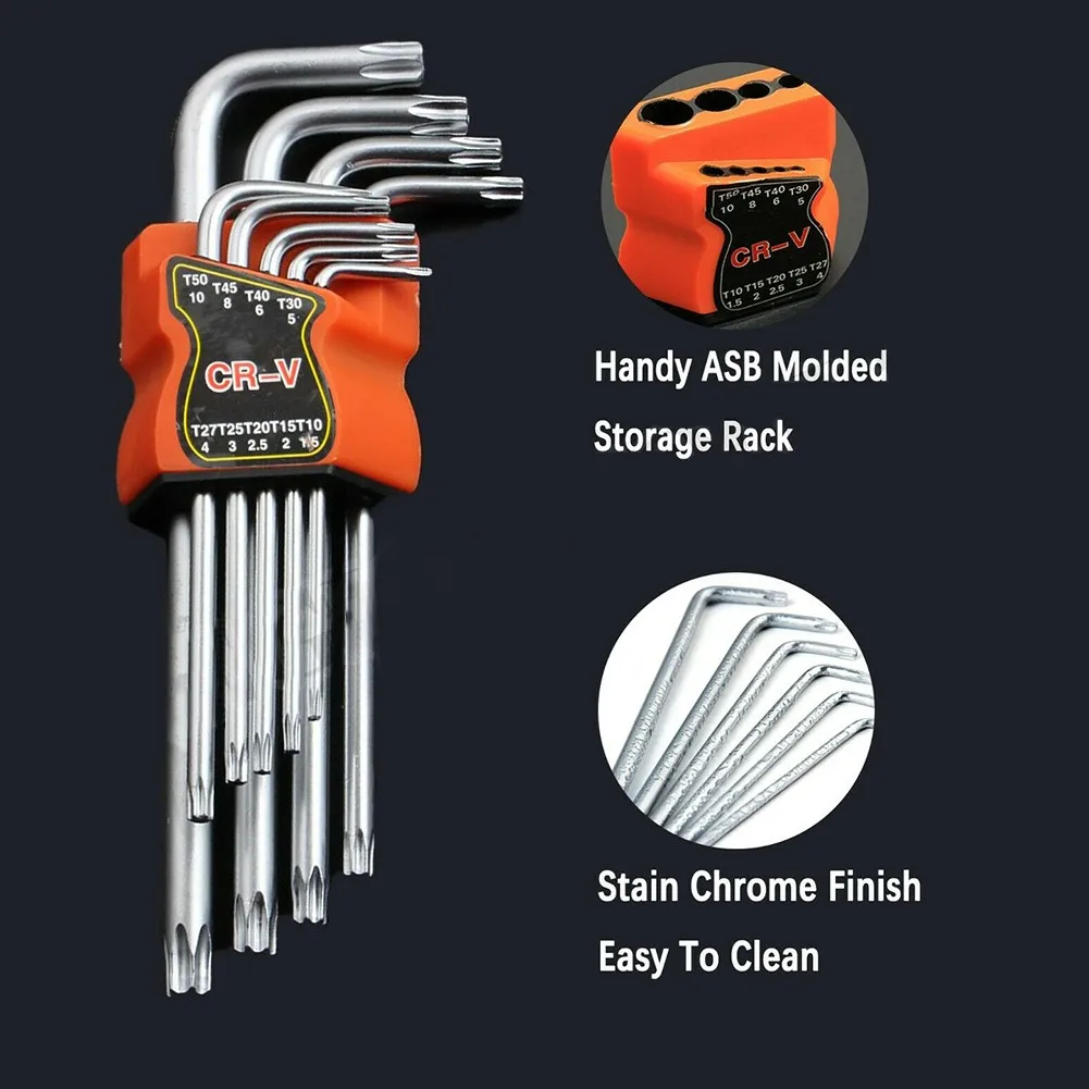 

High Quality New Practical To Use Hex Wrench 9 Sizes 9pcs Chrome Vanadium Steel Double-End Screwdriver For Car Repair