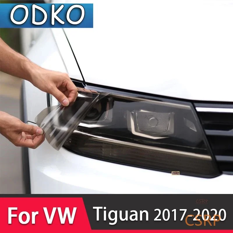 Car Headlight Protective Film Headlamp Transparent Black TPU Sticker For Volkswagen VW Tiguan 2017 2018 2019 2020 Accessories