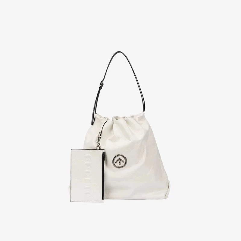 

GROTTO Outdoors Fashion White Sheepskin Casual Commute Briefcase Women's Solid Color Simplicity Metal Ornament Crossbody Bag