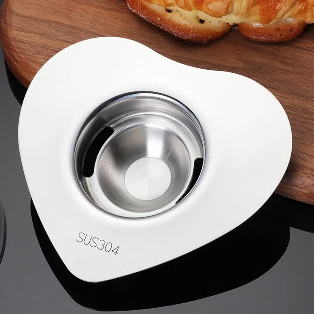 

White Separator Reusable Yolk Divider Heart Shaped Stainless Steel Filters Kitchen Supplies Egg Tool Egg White Filtering Tool
