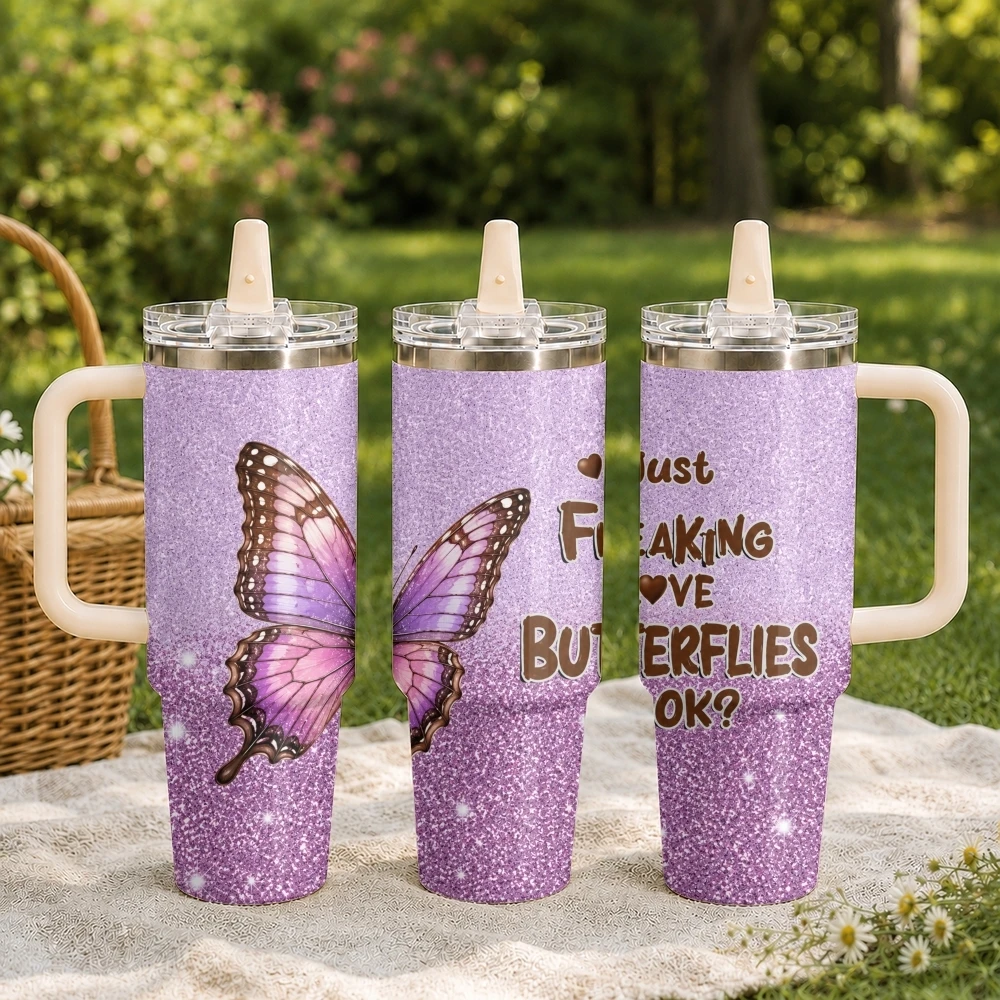 Crazy Love Vacuum Flasks 40oz Stainless Steel Tumbler with Handle Straw Lid Vacuum Insulated Double Wall Leak Proof
