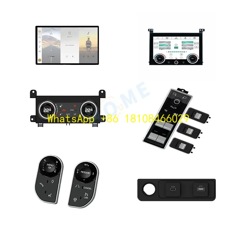 

For Land Rover Old to New 6 Piece 13.3" Interior DVD Multimedia Android Screen Air Conditioning Panel and Steering Wheel Buttons