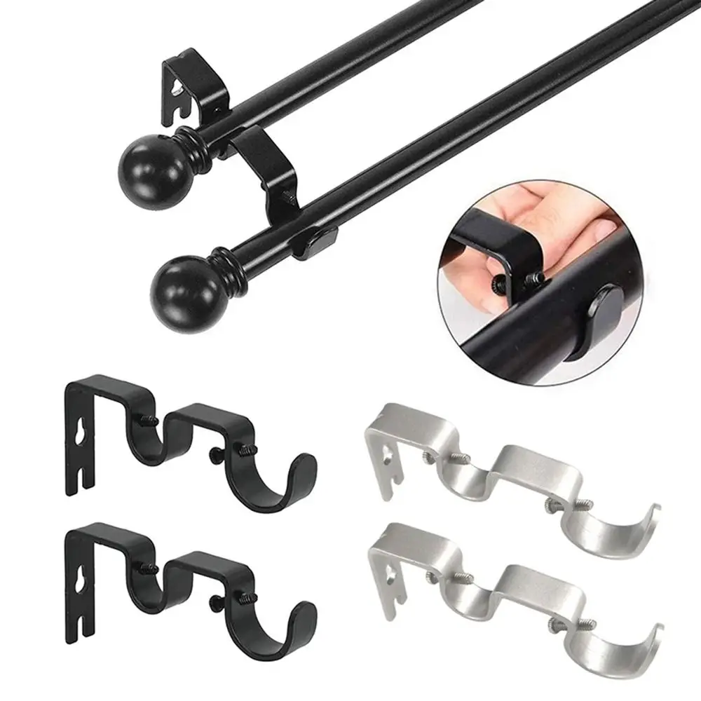 Portable Hanger Holder Window Frame Double Hang Hanging Rack Hook Fixed Clip Curtain Rod Brackets Shower Curtain Pole Bracket