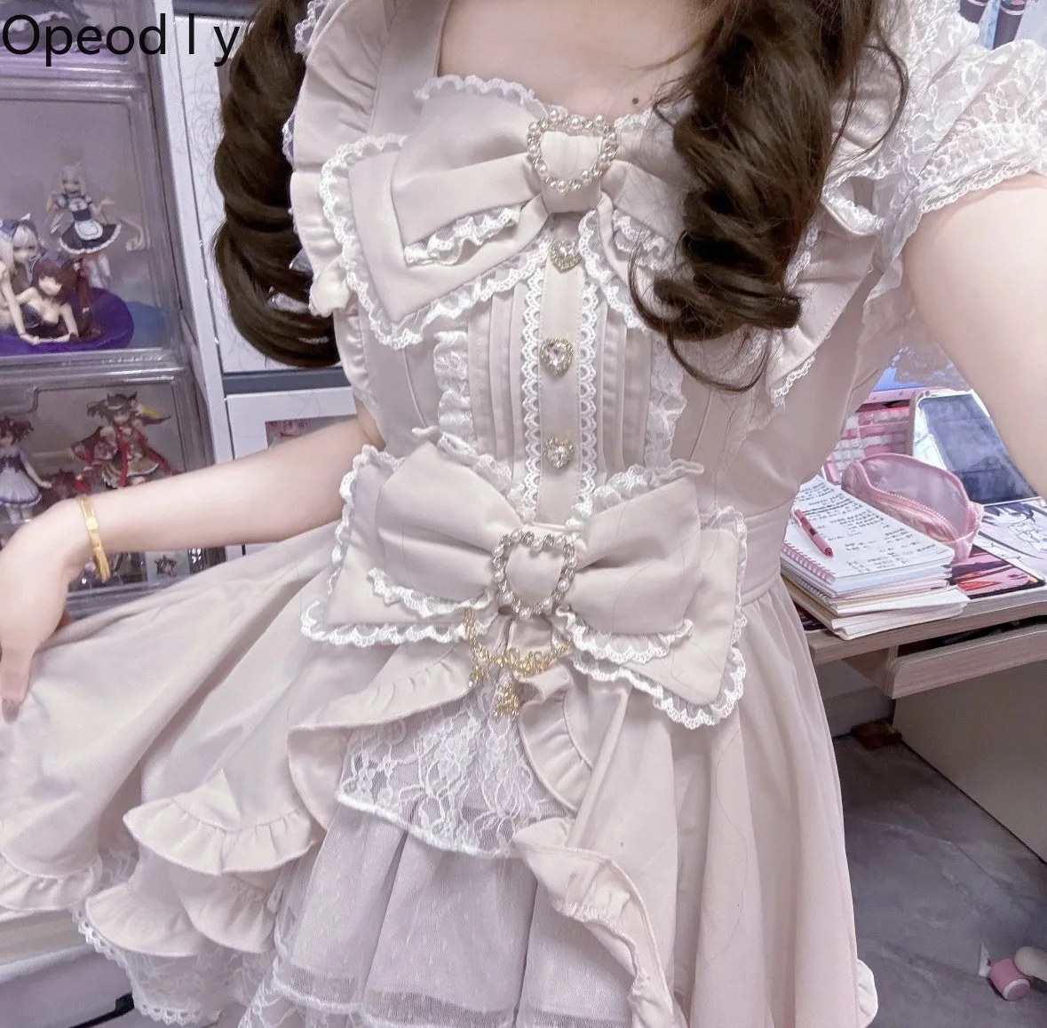 

Liz New Japanese Cute Girl Dress Mass Production Department Sweet Bow Doll Feeling High Waist Princess Cake Skirt Set S-5XL