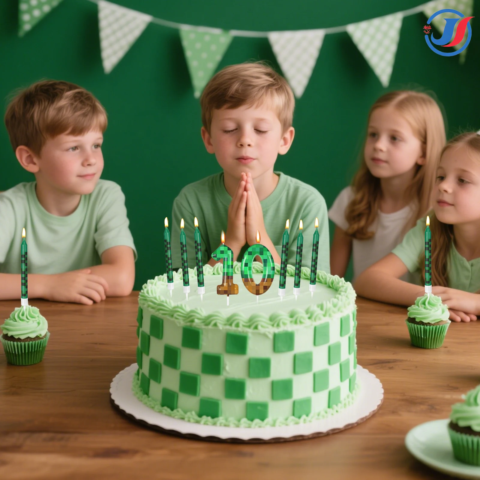 7Pcs Retro Pixel Birthday Cake Candles Topper for Pixel Theme Party Anniversary Party Video Game Party Supplies for Boys Girls