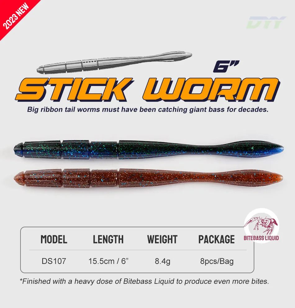 NOEBY Stick Worm Soft Lure 15,5cm 6" 8,4g Bubble Bult Drop Shot Silikon Kunstköder für Barsch und Hecht, Swimbait Angelköder – Detail 3