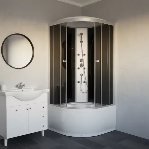 Modern High Quality Grey Tempered Glass Sliding Shower Cabin Waterproof Bathroom Polished Aluminum Alloy Frame 5 Year Warranty