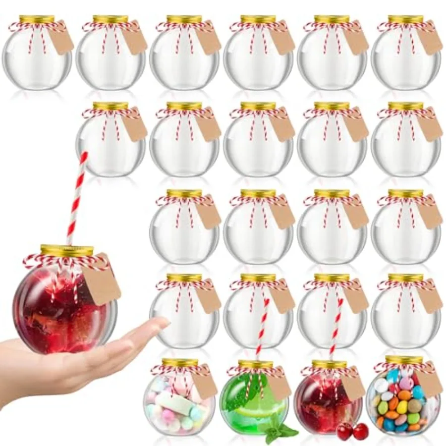 

Pcs 10 oz Christmas Ornament Cups for Drink Plastic Clear Fish Bowl with Lids and Straws Spherical Bulb Bottles Bulk for Holida