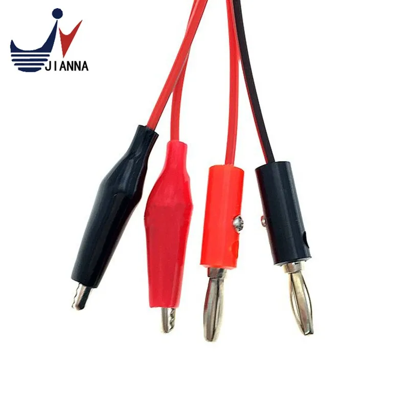 1M Alligator Cilp to AV Banana Plug Test Cable Lead Connector Dual Tester Probe 35mm Crocodile Clip for Multimeter Measure Tool