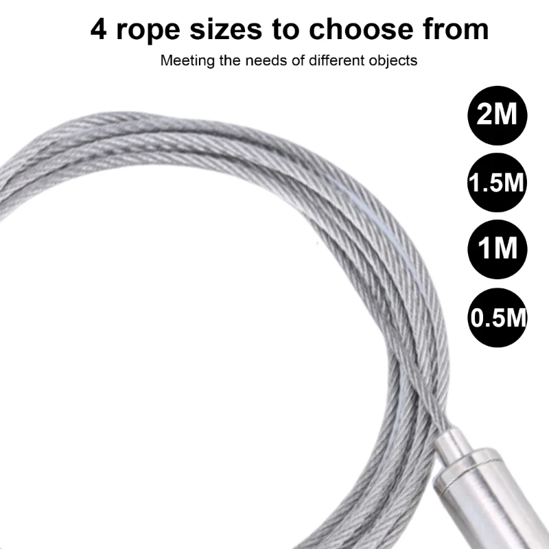 Multiple Length Stainless Steel Suspension Cable with Spring Hook Flexible Hanging Wire Rope for Homes & Office Use Dropship