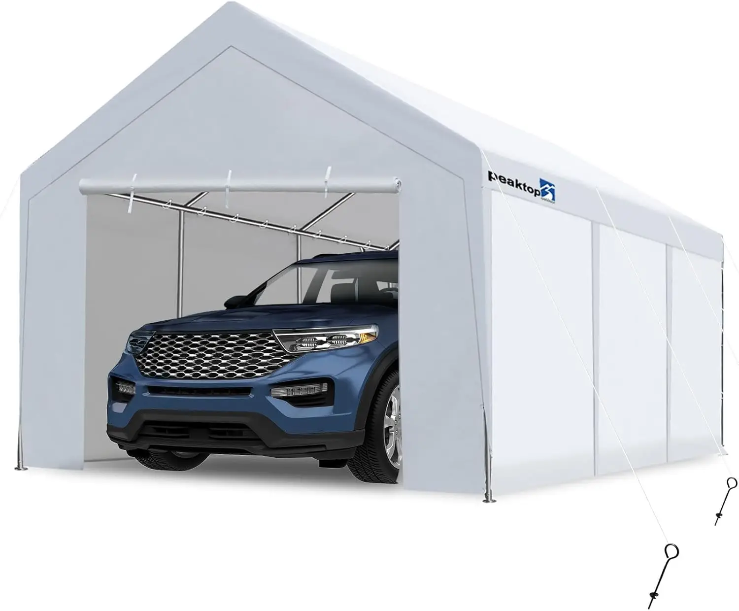 Peaktop Outdoor 10'X20' Heavy Duty Carport With Removable Sidewalls, Portable Car Canopy, Garage Tent, Boat Shelter With