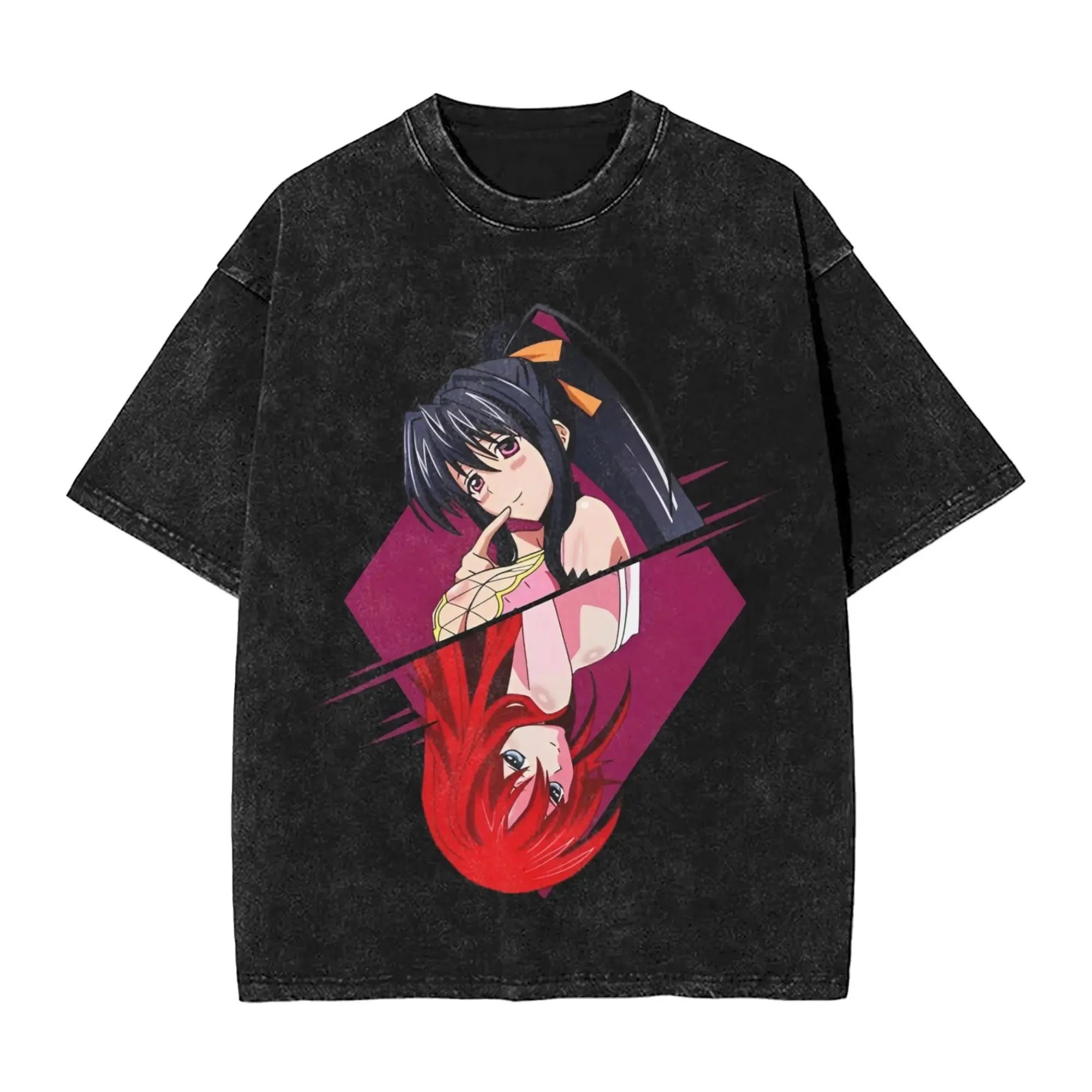 High School DxD Rias Gremory Merch Vintage Wash Tee T-Shirts Women Men Fashion Streetwear Short Sleeve Top view 2