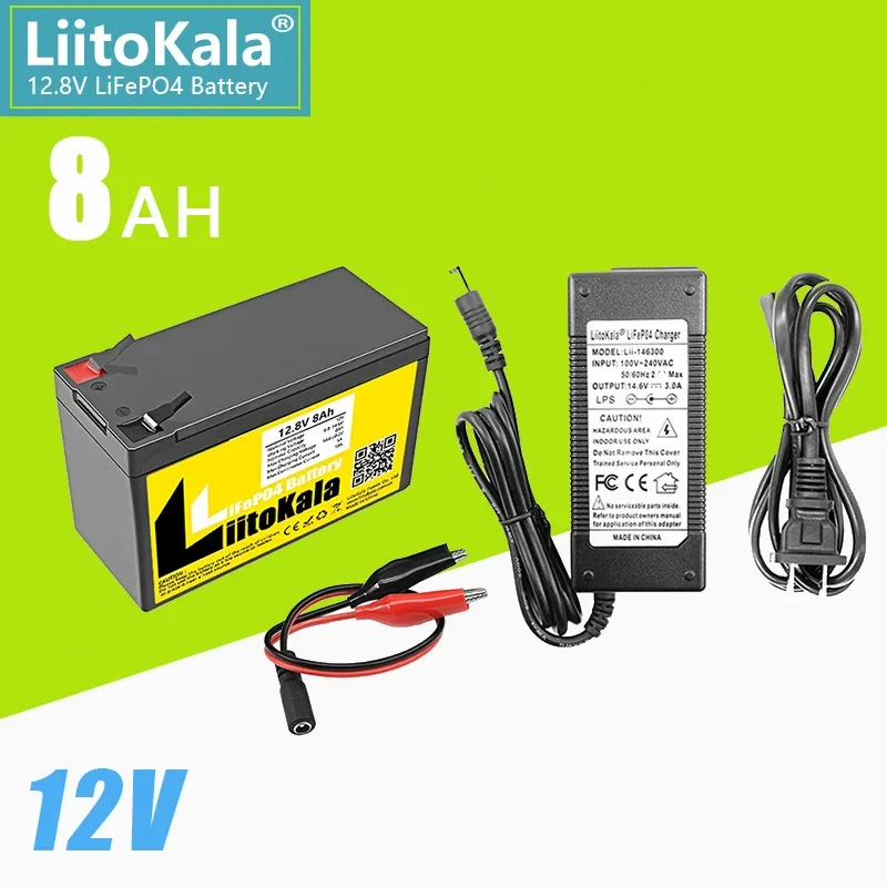 

LiitoKala 12V 8Ah LiFePo4 Rechargeable 26700 Battery Pack 4000+ Cycles Lithium Battery for Solar Power Lighting Built-in BMS