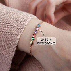 New Custom Multiple Birthstone Bracelet Luxury Jewelry Combined Birth Stone Personalized Zircon Birthstone Bracelets Women