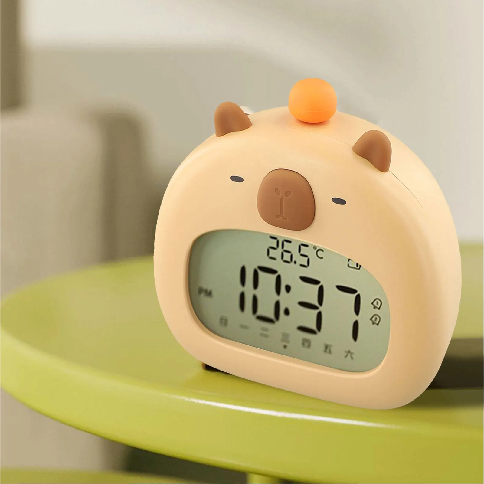 New Practical LED Capybara Night Light 120*78*112 Mm ABS+silica Gel Alarm Clock Cute Capybara Desktop Decoration