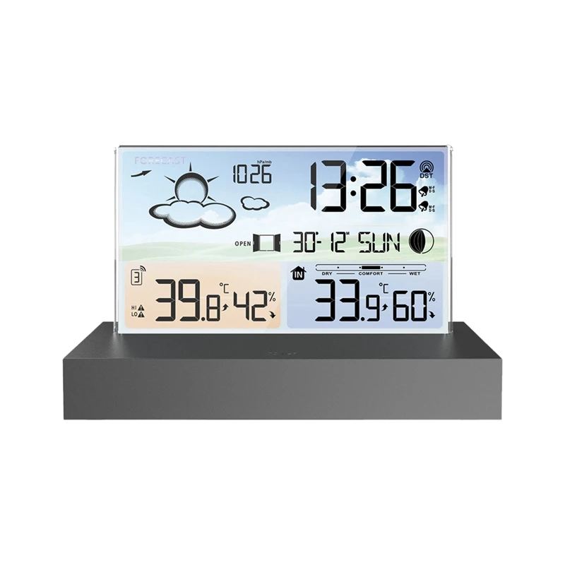 Wireless Digital Screen Meteorological Clock With Temperature Humidity Sensor Fit For Indoor Outdoor