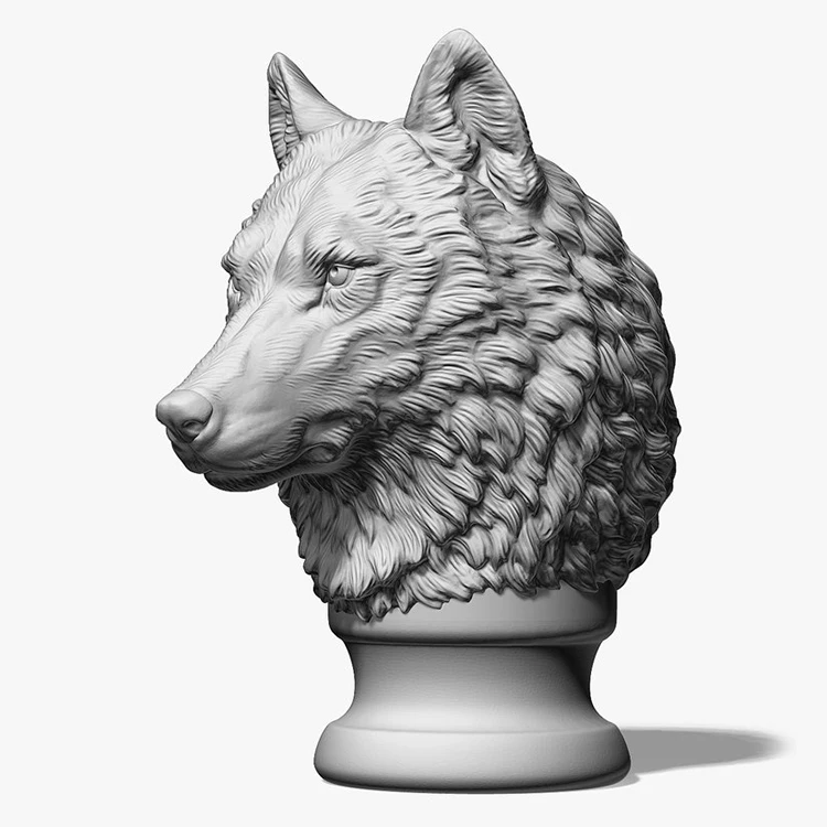 Custom Design Animal Head Statue Stainless Steel Polyresin Resin Wolf Head Sculpture