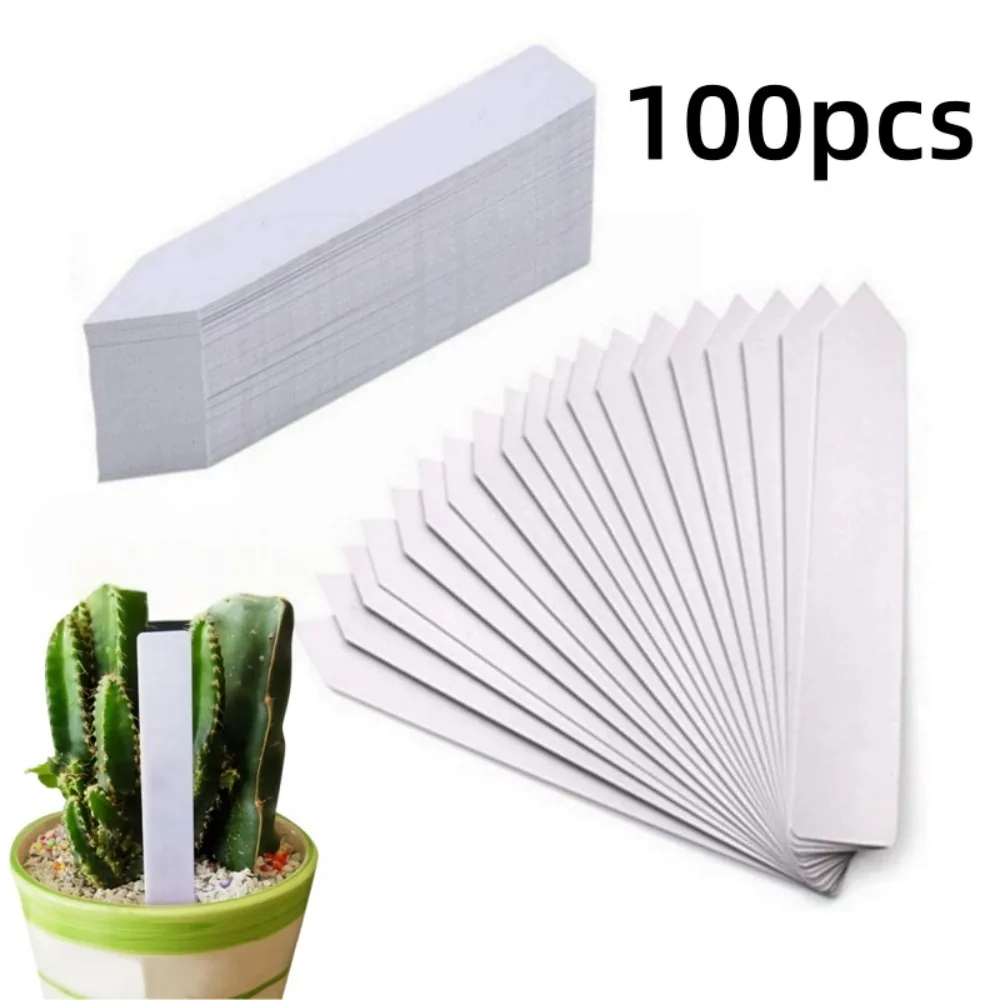100pcs Plastic Plant Labels Garden Stake Tags Grounding Card Nursery Seedling Pot Markers Outdoor Garden Accessories 10cm X 2cm