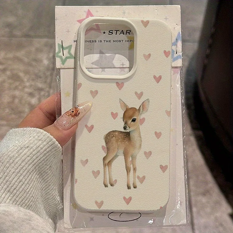 Heart-shaped Deer Pattern Phone Case for Samsung Galaxy S26 S25 S24 S23 S22 S21 S20 Plus Ultra A73 A52 A32 A25 A15 Cover