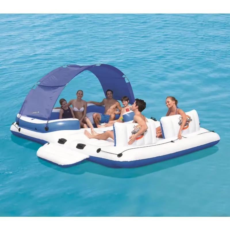 

Inflatable Floating Island, 6-8 Person Water Party Bed, 580kg Weight Capacity, Pool Lake Raft Toy