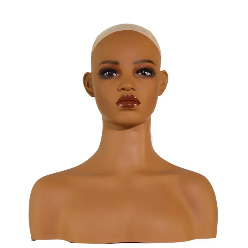 Realistico Afro manichino femminile testa fittizia modello manichino testa di bambola busto per parrucca cappelli espositore gioielli