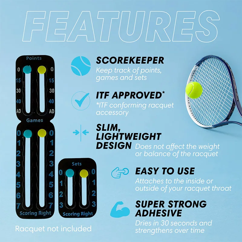 1/2 Sets Tennis Score Keeper For 27inch Adult Racket Padel Tennis Racket Scorekeeper Small Score Board Counter For Tennis