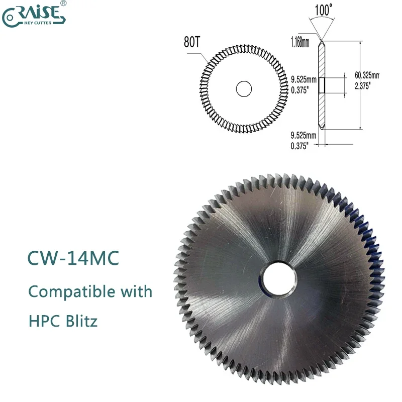 cortador de cilindro grande com angulo de 100 hpc cw14mc compativel com maquina copiadora de chaves hpc blitz 01