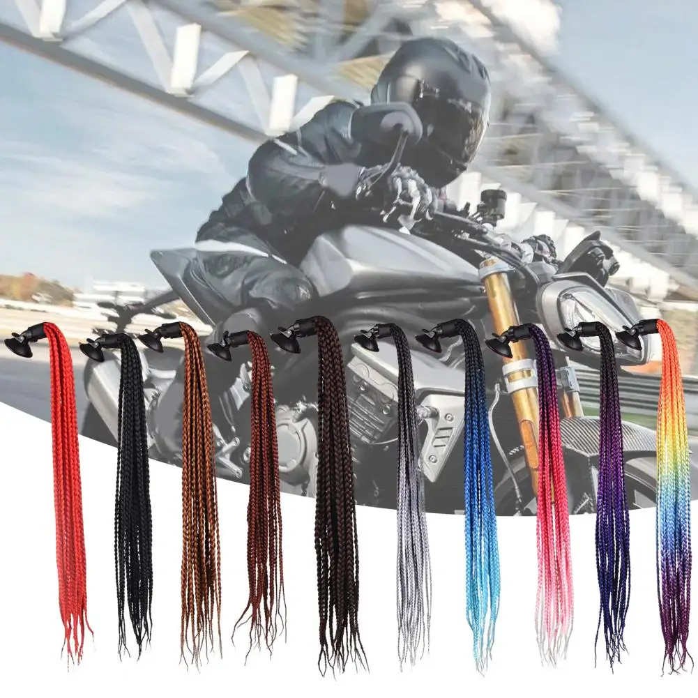 Helmet Braid Pigtails Realistic Removable Gradient Women Motorcycle Helmet Dirty Braid Cycling Equipment