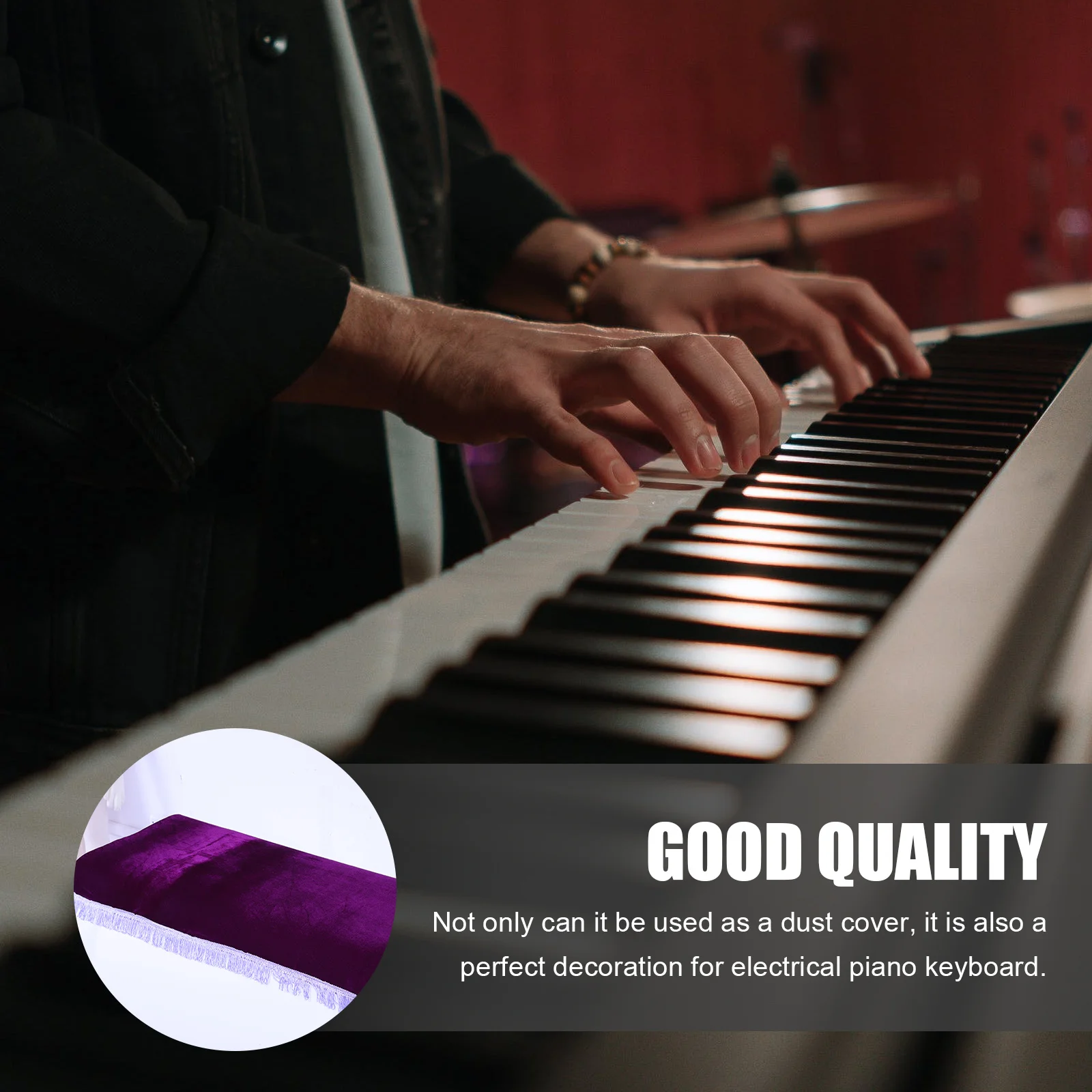 

1Pcs Electronic Piano Keyboard Cover Durable Purple Fabric Cloth Dust-Proof Protective Cover for 61 Key Electronic Keyboard