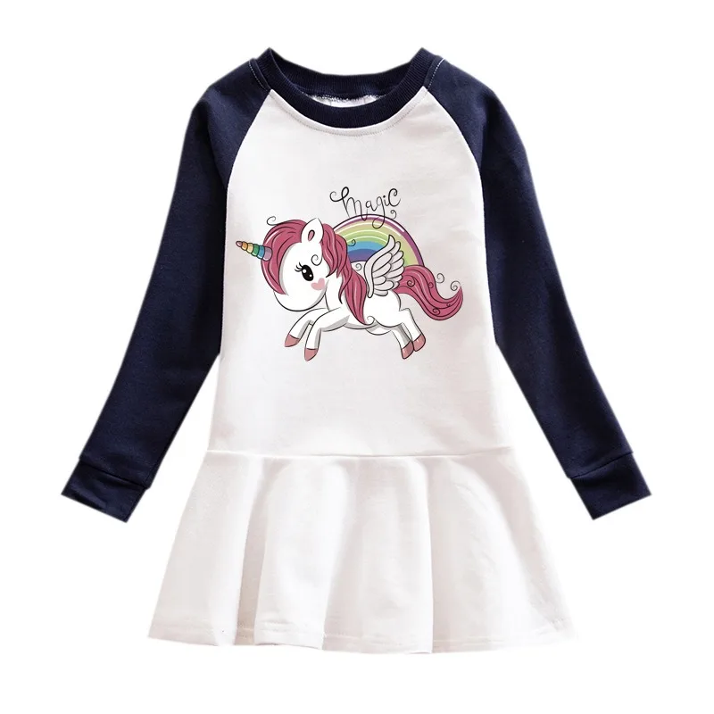 New Unicorn Princess Dress Cotton Clothes Autumn Toddler Kids Dresses Girls for Children Birthday Party Christmas Costume