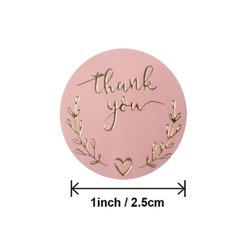 Thank You Sticker, Wedding Souvenirs Seal Lable, 500pcs Romantic Pink Bronzing Sticker for Greeting Cards, Flower Bouquets