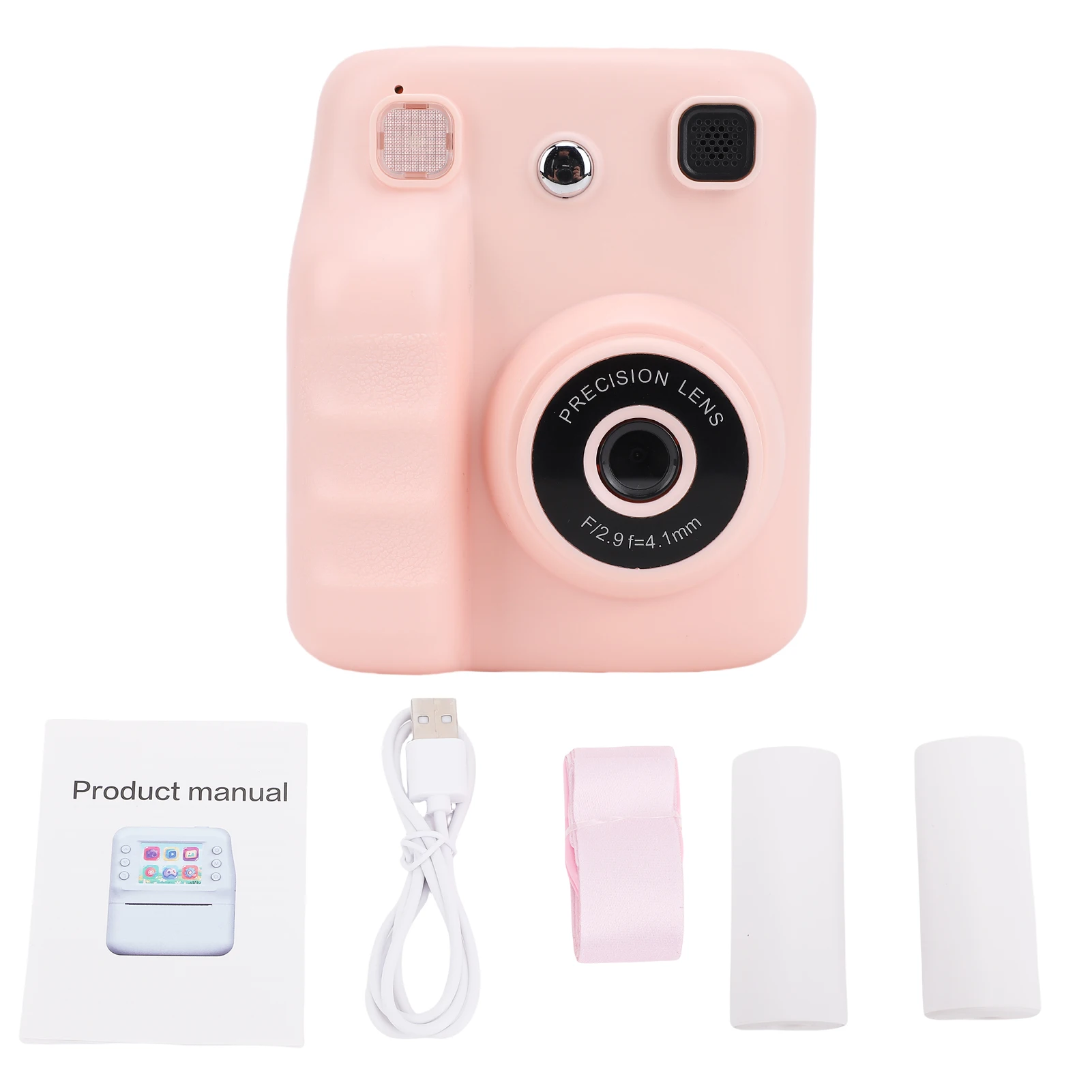 Câmera de impressão instantânea infantil, câmera digital de 30MP com tela HD de 2,4", impressão com um clique, impressora térmica de 200DPI com 2 rolos de papel
