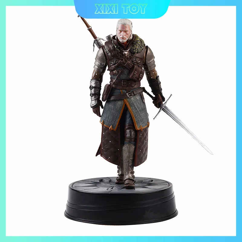 24cm Witcher 3 Geralt Game Action Figure Pvc Collectible Model Toys Ornament Desktop Decorations Statue Doll Birthday Gift