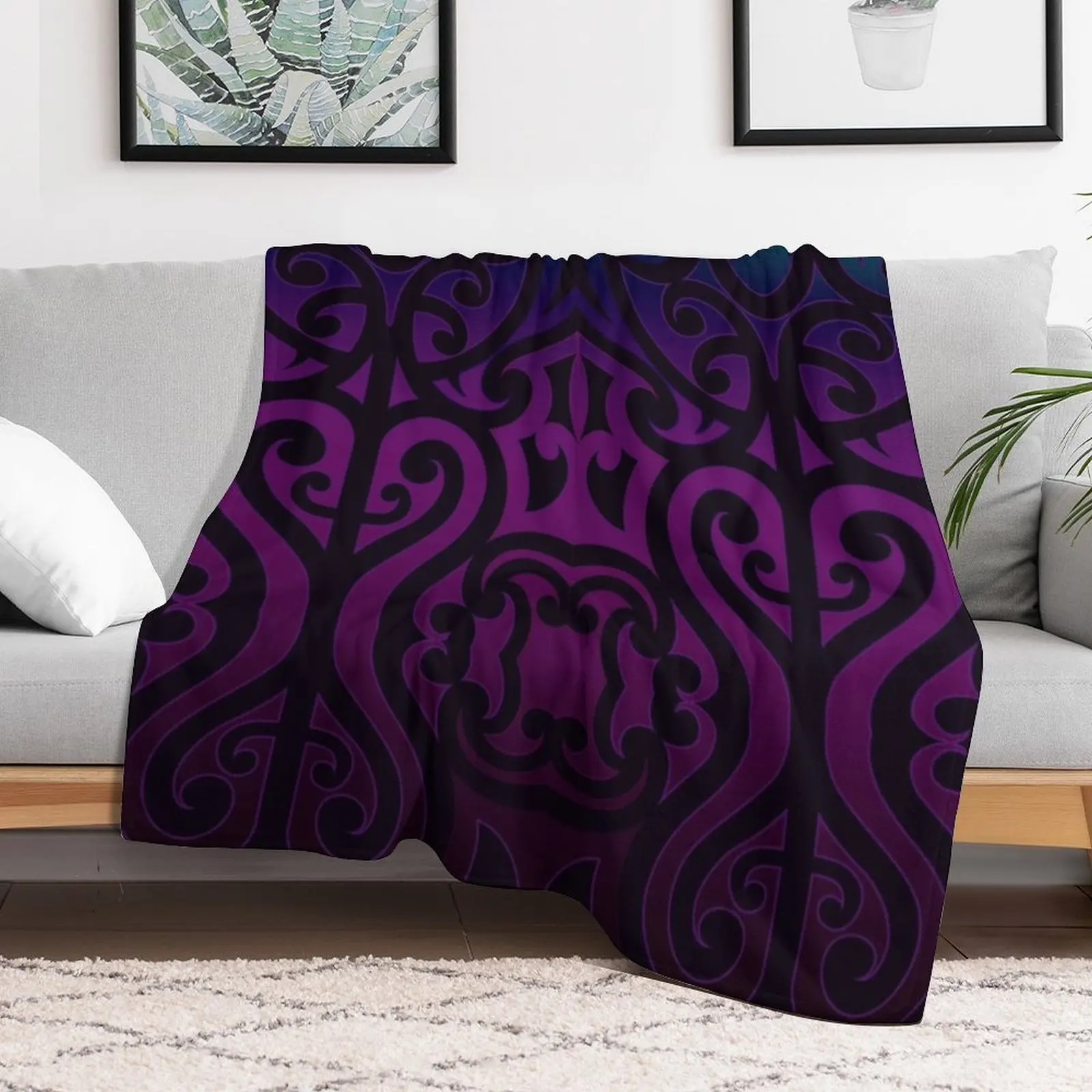 Raspberry Sherbert M??ori Design New Zealand Throw Blanket All Season Soft Lightweight Blanket for Home