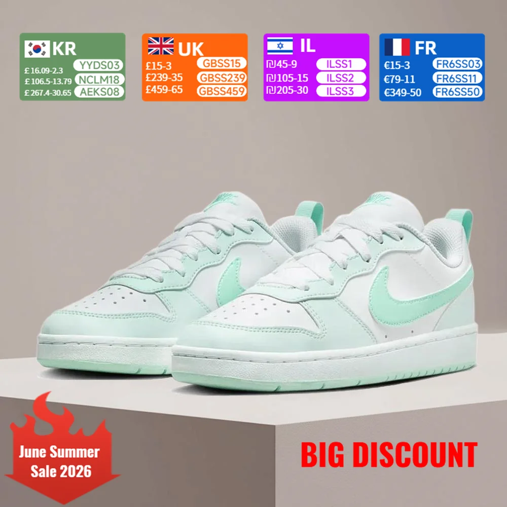 

Nike COURT Women's Stylish, Versatile, and Comfortable Sneakers: Casual, Non-Slip, Durable in White and Mint Green FZ3539-100