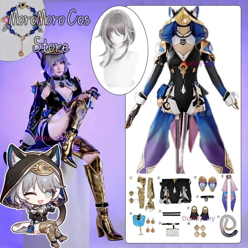 ▶❤Cipher Honkai:Star Rail Cosplay Costume Women's Jumpsuit Unique Tail Prop Bodysuit Women Halloween Uniform Role-play Zentai ❤◀ view 2
