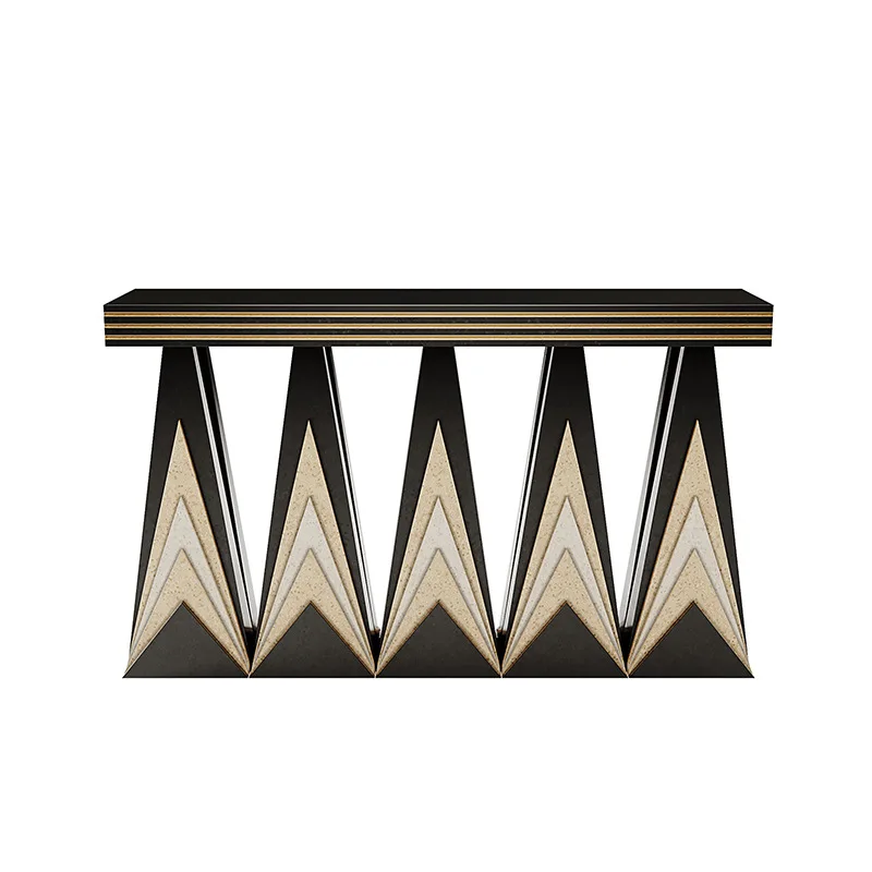 Light luxury post-modern solid wood entrance table, shelf entry